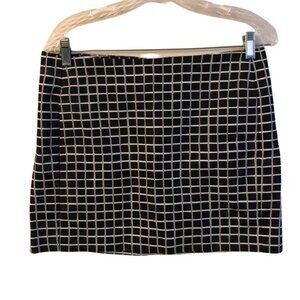 Black & White Grid Pattern Mini Skirt Womens Size 8 By SmartSet Cotton Blend